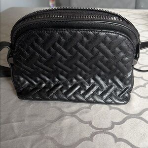 Black Woven Leather Crossbody Bag